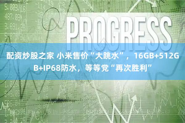 配资炒股之家 小米售价“大跳水”，16GB+512GB+IP68防水，等等党“再次胜利”
